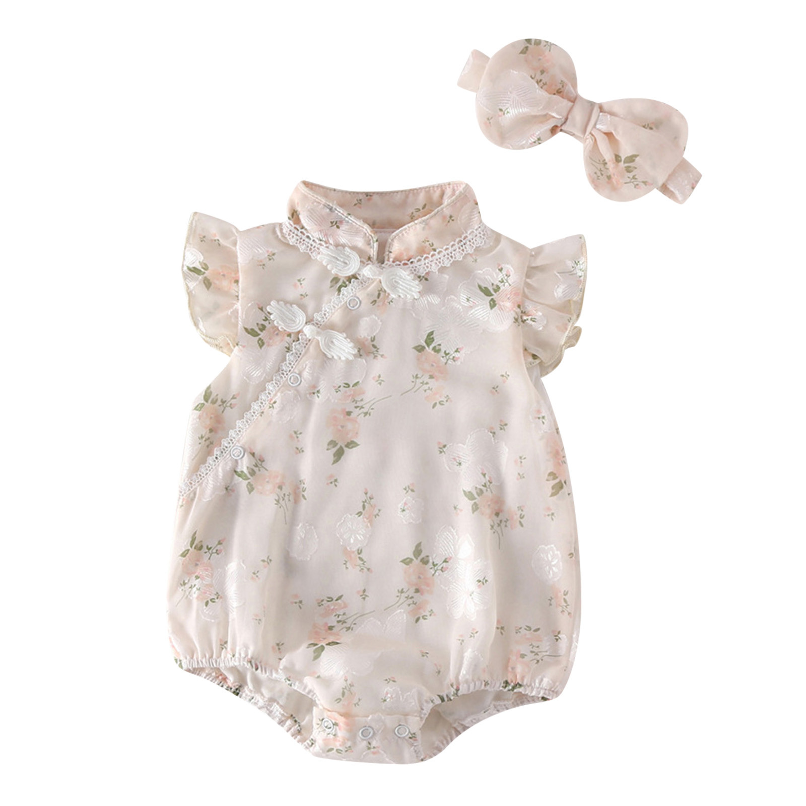 KDFJPTH Babys Girls Summer Romper Short Sleeve Clothes Clothes Romper Bodysuit With Headband Outfits Organic Baby Clothes Preemie
